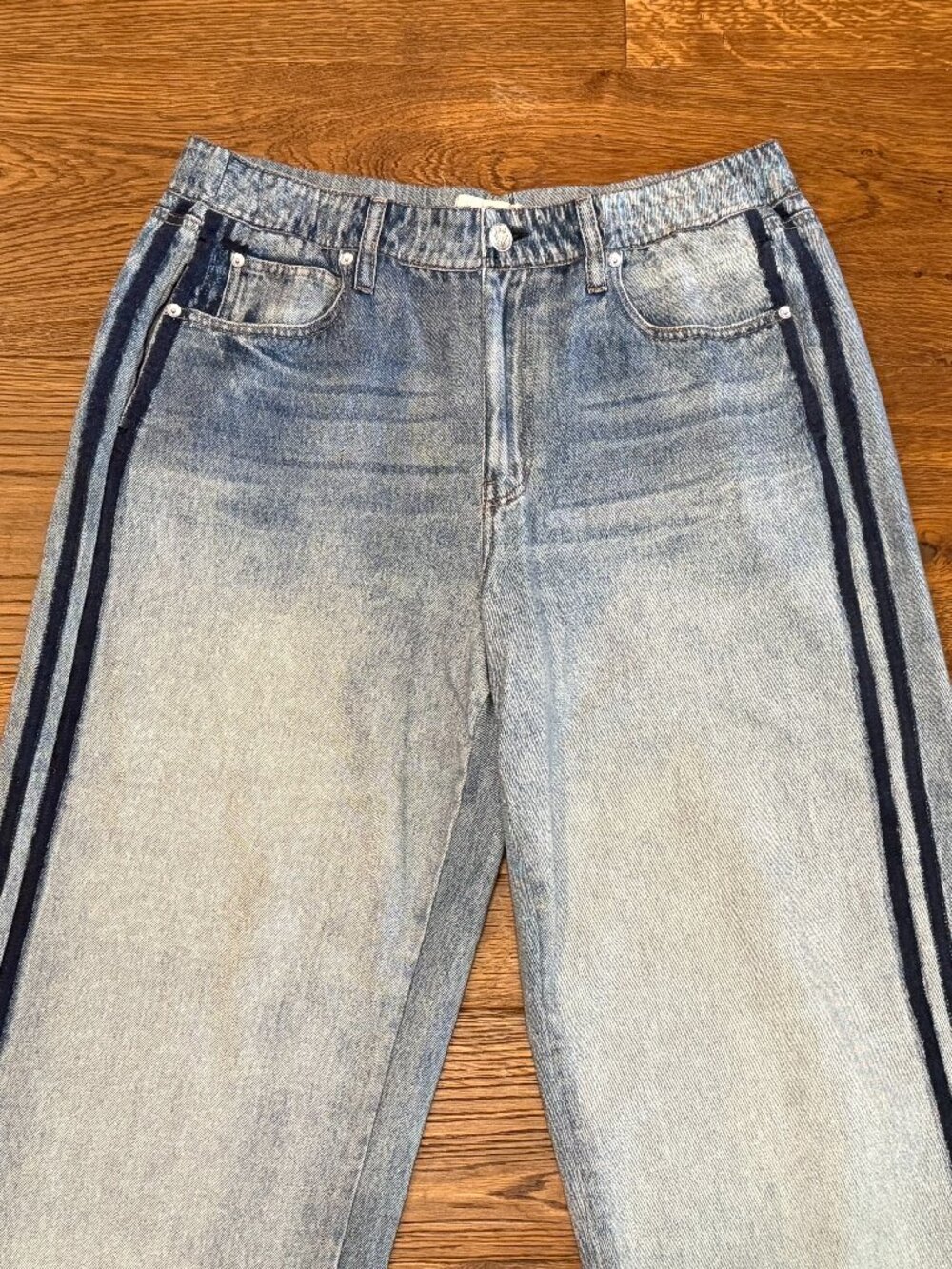 Rag & Bone - Miramar Terry Wide Leg Track Pants - Color: Blue Coney - Size Large - Picture 6 of 8